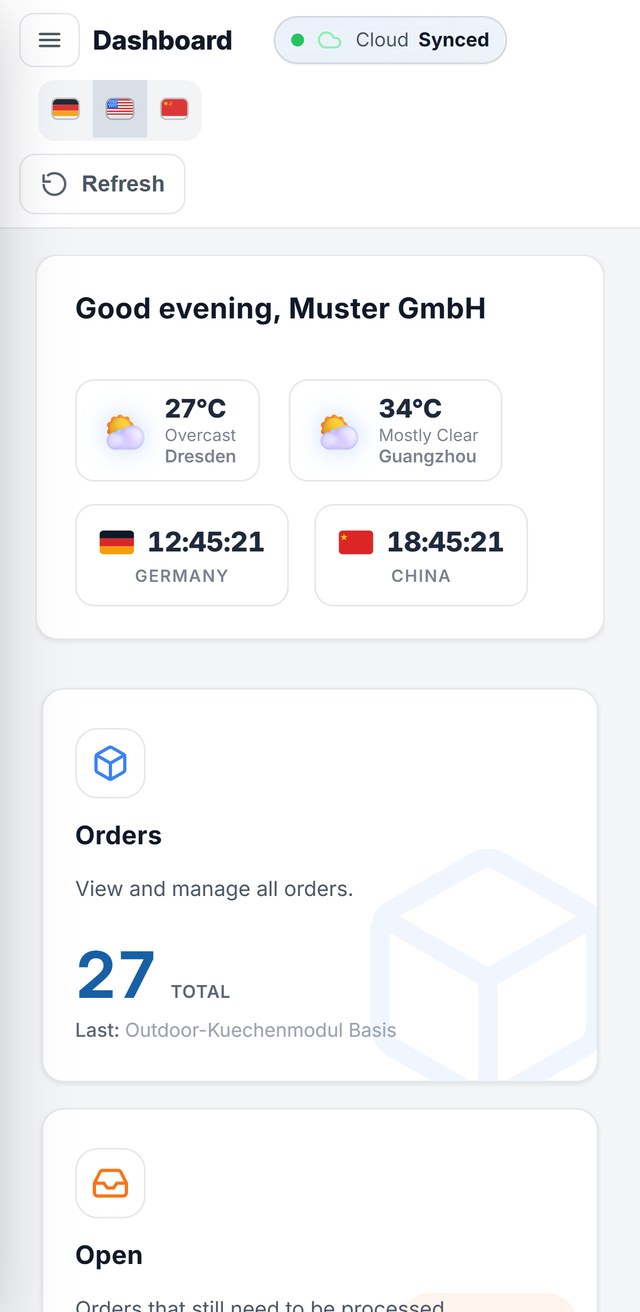 Trade-Hub app on iPhone: dashboard